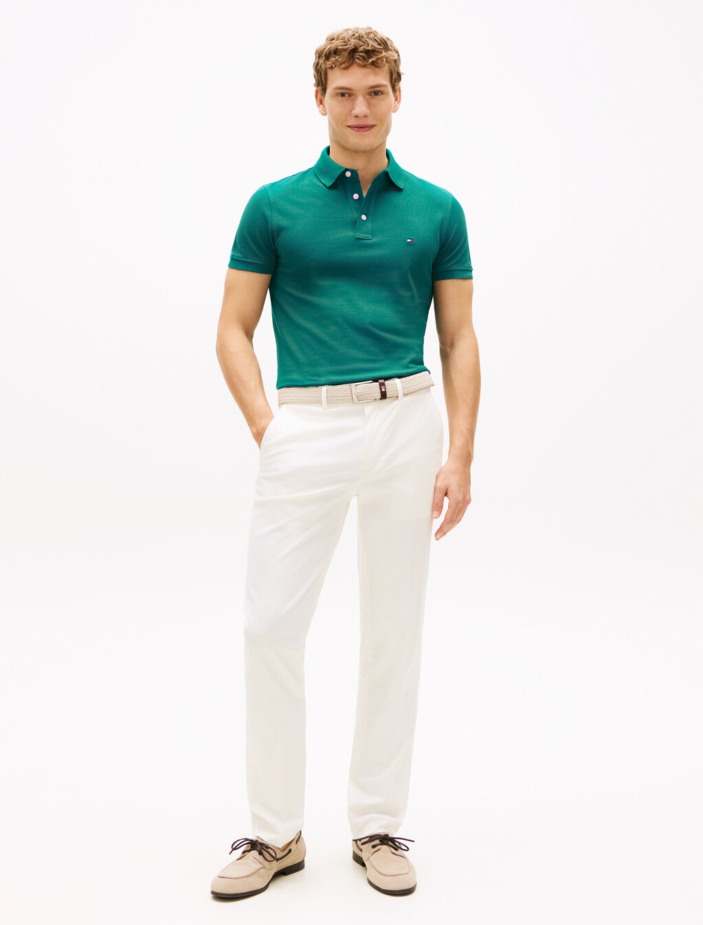 1985 Collection Slim Fit Polo, Deep Ocean, hi-res