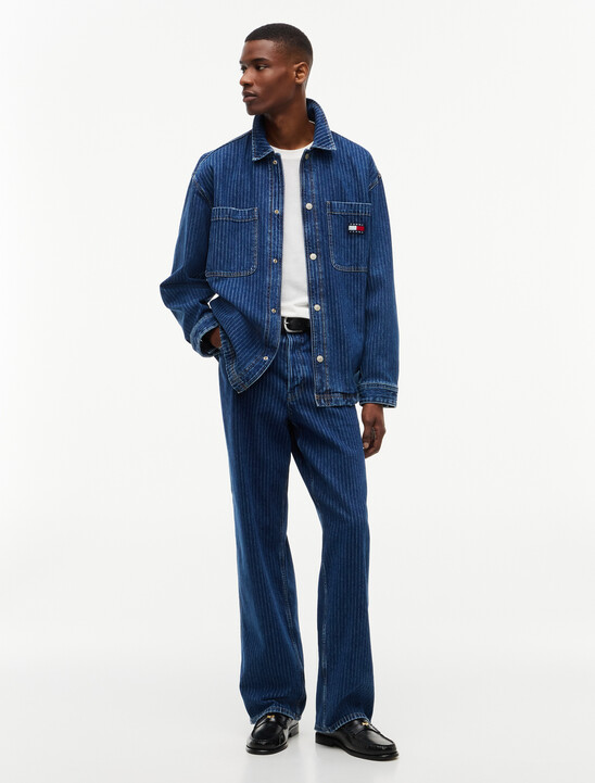 Stripe Relaxed Denim Shirt Jacket