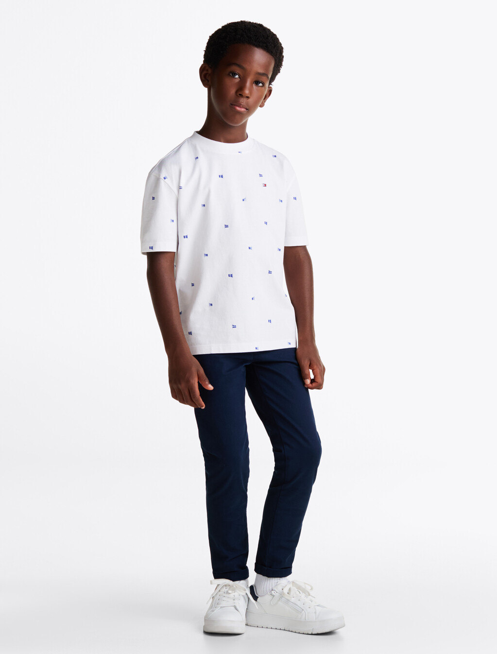 Flag Print T-Shirt, White Allover, hi-res