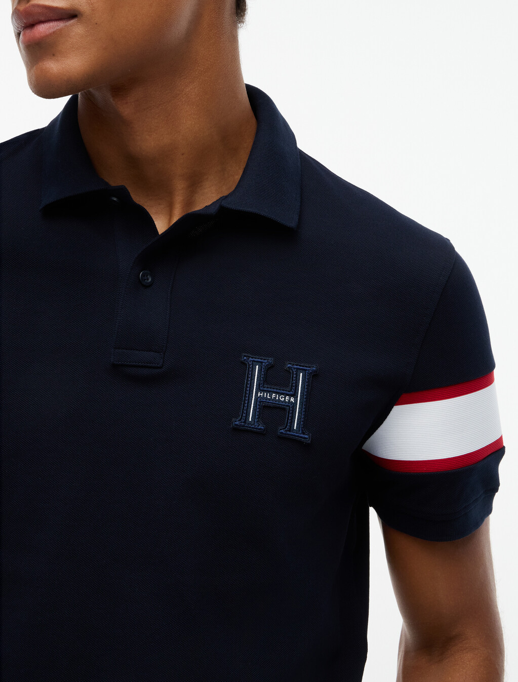 Regular Fit Logo Stripe Polo Shirt, Navy Blue, hi-res