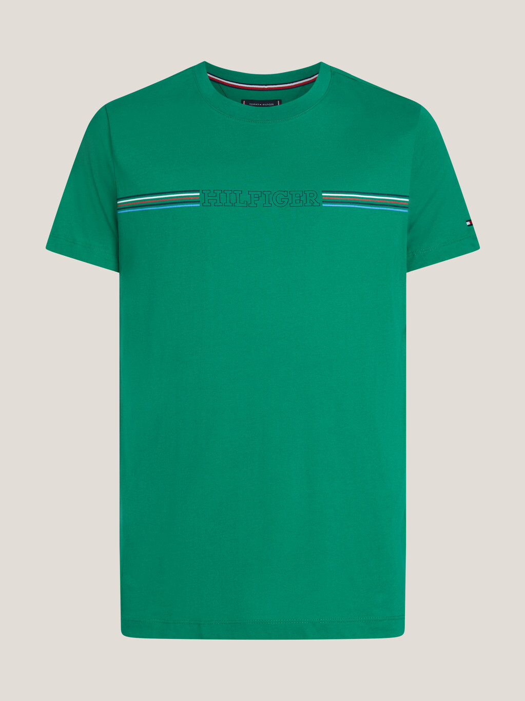Logo修身圓領 T 恤, Olympic Green, hi-res