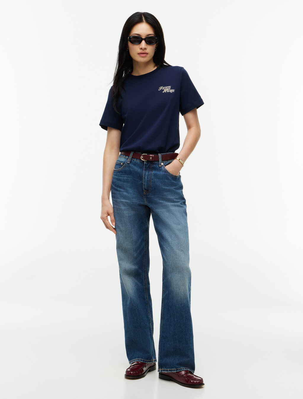 Logo Jersey Crew Neck T-Shirt, Dark Blue, hi-res