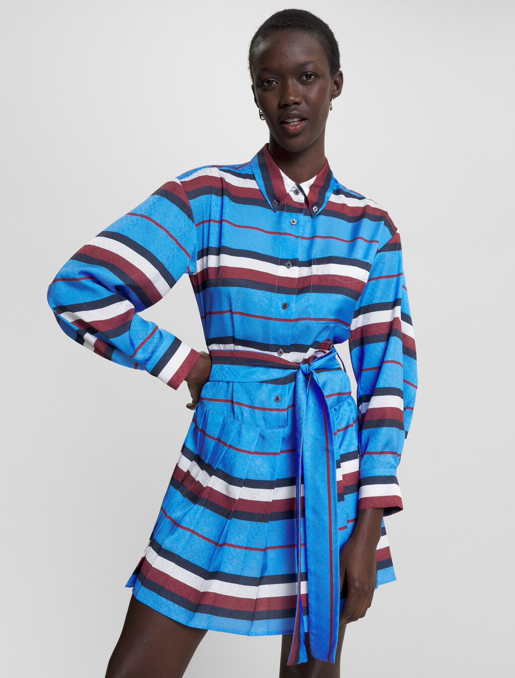Crest Stripe Relaxed Fit Shirt Dress, Iconic Blue, hi-res