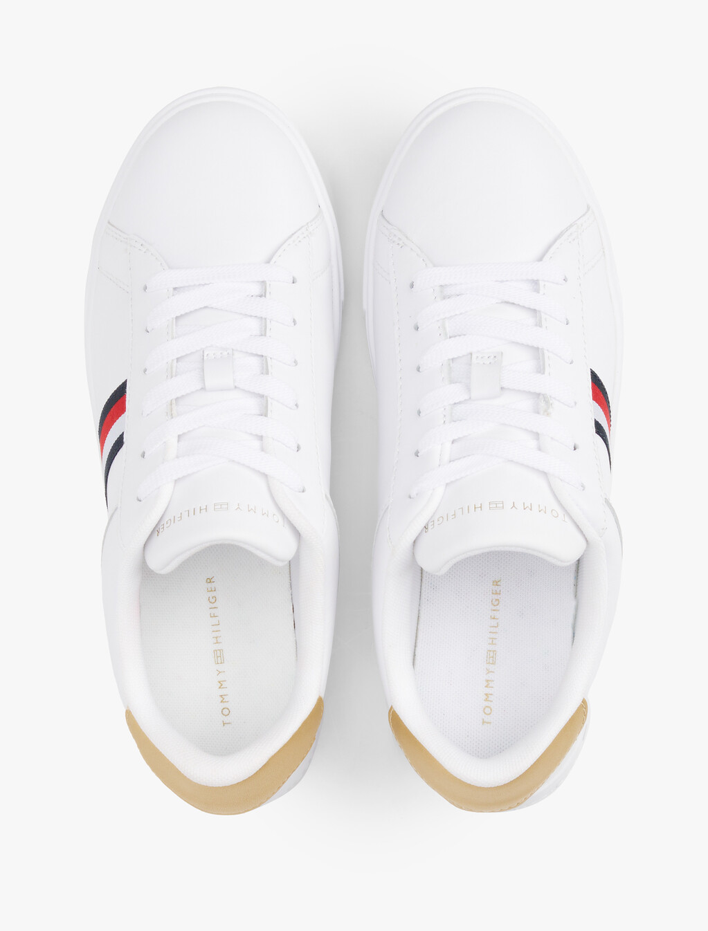 Essential Leather Court Trainers, White, hi-res