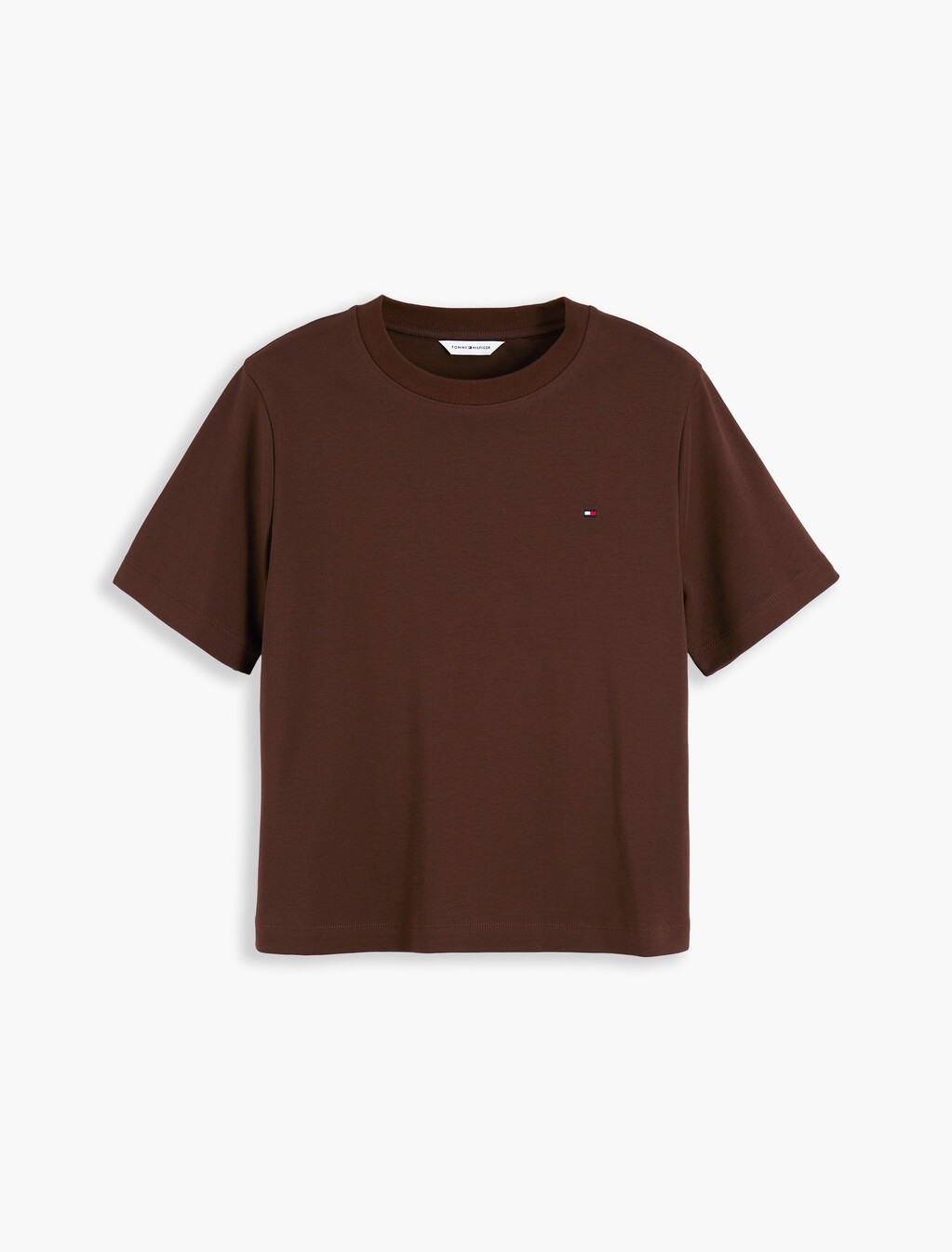 Boxy Interlock Knit T-Shirt, Chocolate, hi-res