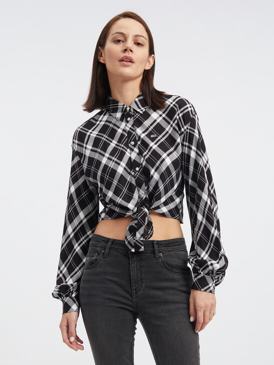 CHECK FRONT KNOT TOP