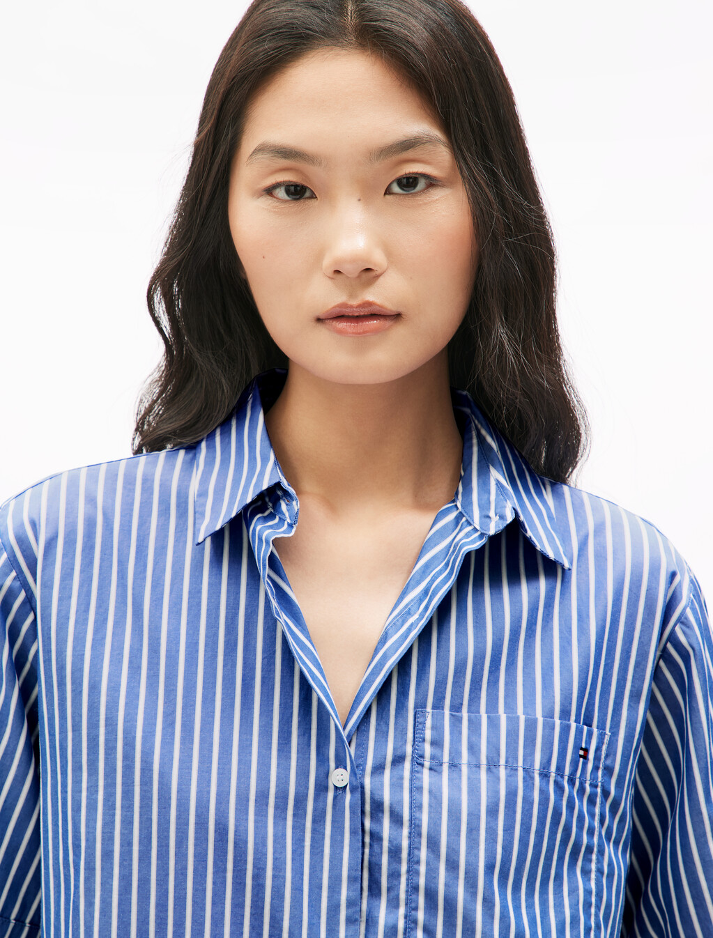 Poplin Boxy Short Sleeve Shirt, Stacking Stp/ Verona Blue, hi-res