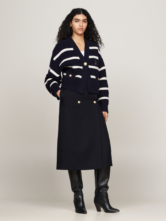 Crest Breton Stripe Pure Wool Cardigan