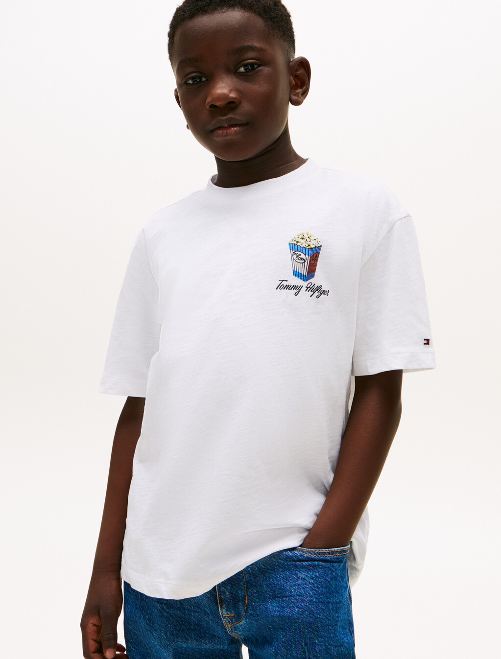 Photo Print Slub T-Shirt, White, hi-res