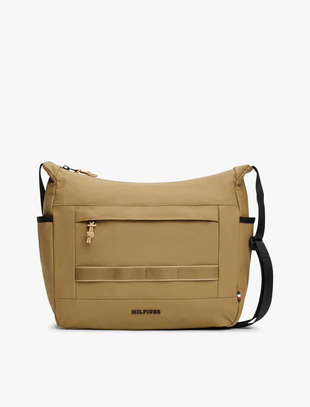 Metal Logo Crossbody Messenger Bag, Sandalwood, hi-res