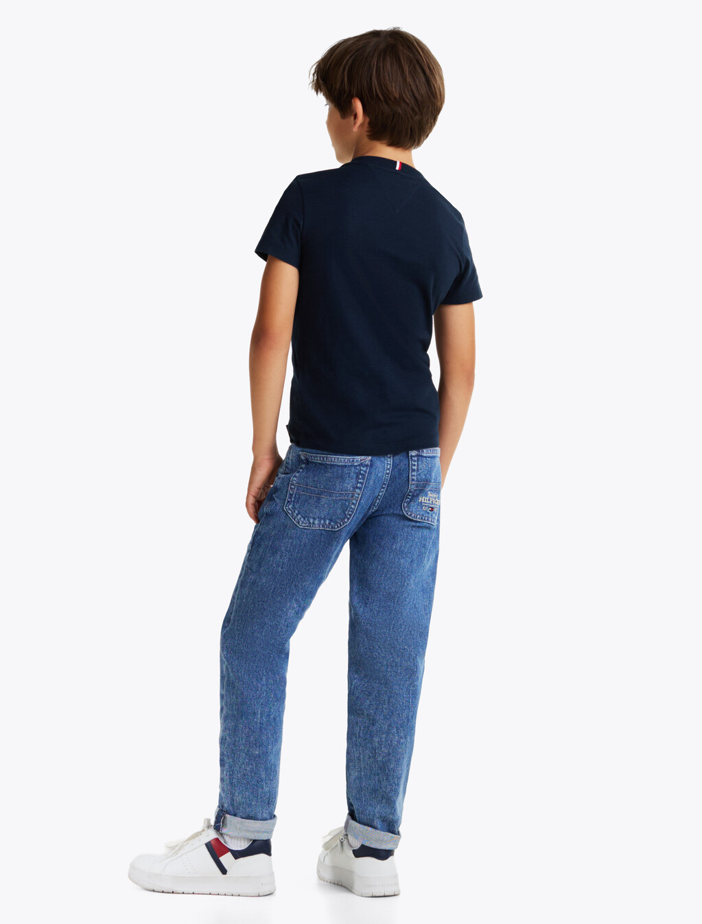 Logo Rib-Knit Insert T-Shirt, Dark Night Navy, hi-res