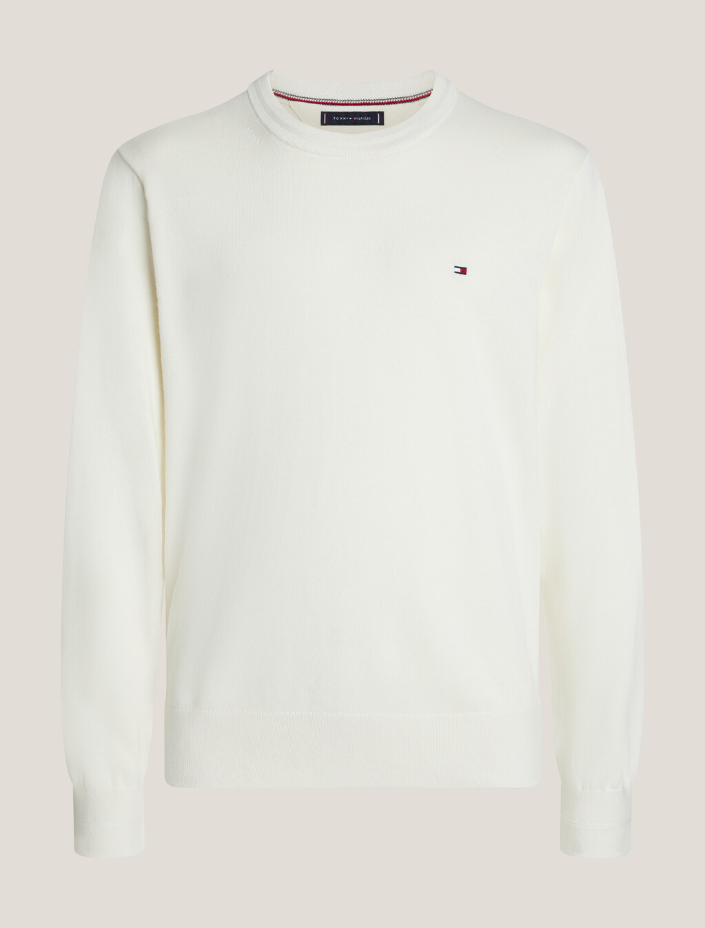 Cotton Silk Crewneck Sweater, Ivory, hi-res