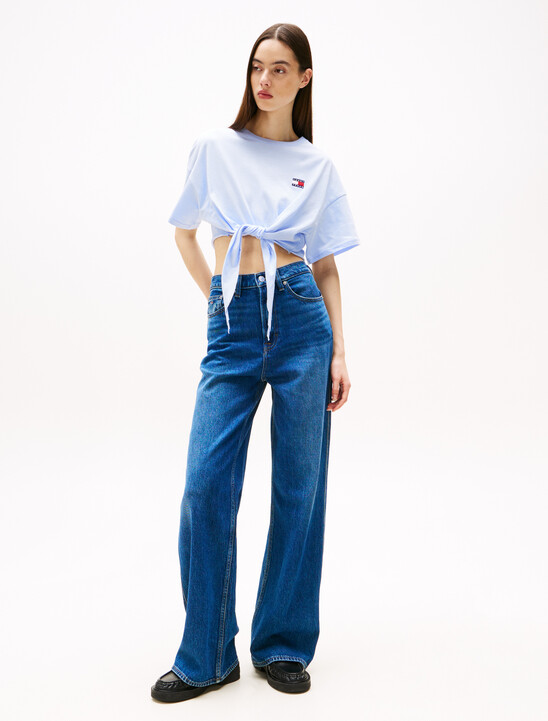 Tommy Badge Cropped Knot T-Shirt