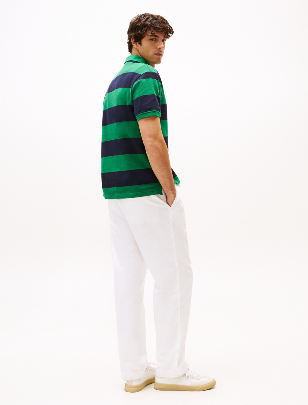 Relaxed Fit Colour-Blocked Polo Shirt, Nouveau Green / Desert Sky, hi-res