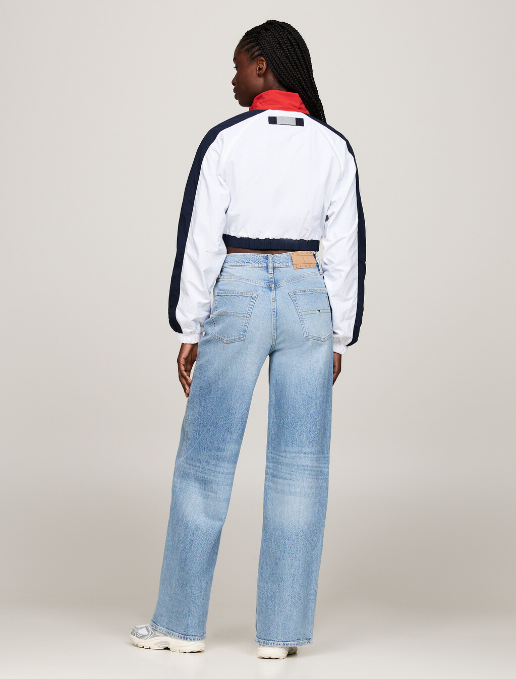 Colour-Blocked Cropped Windbreaker Jacket, White / Multi, hi-res