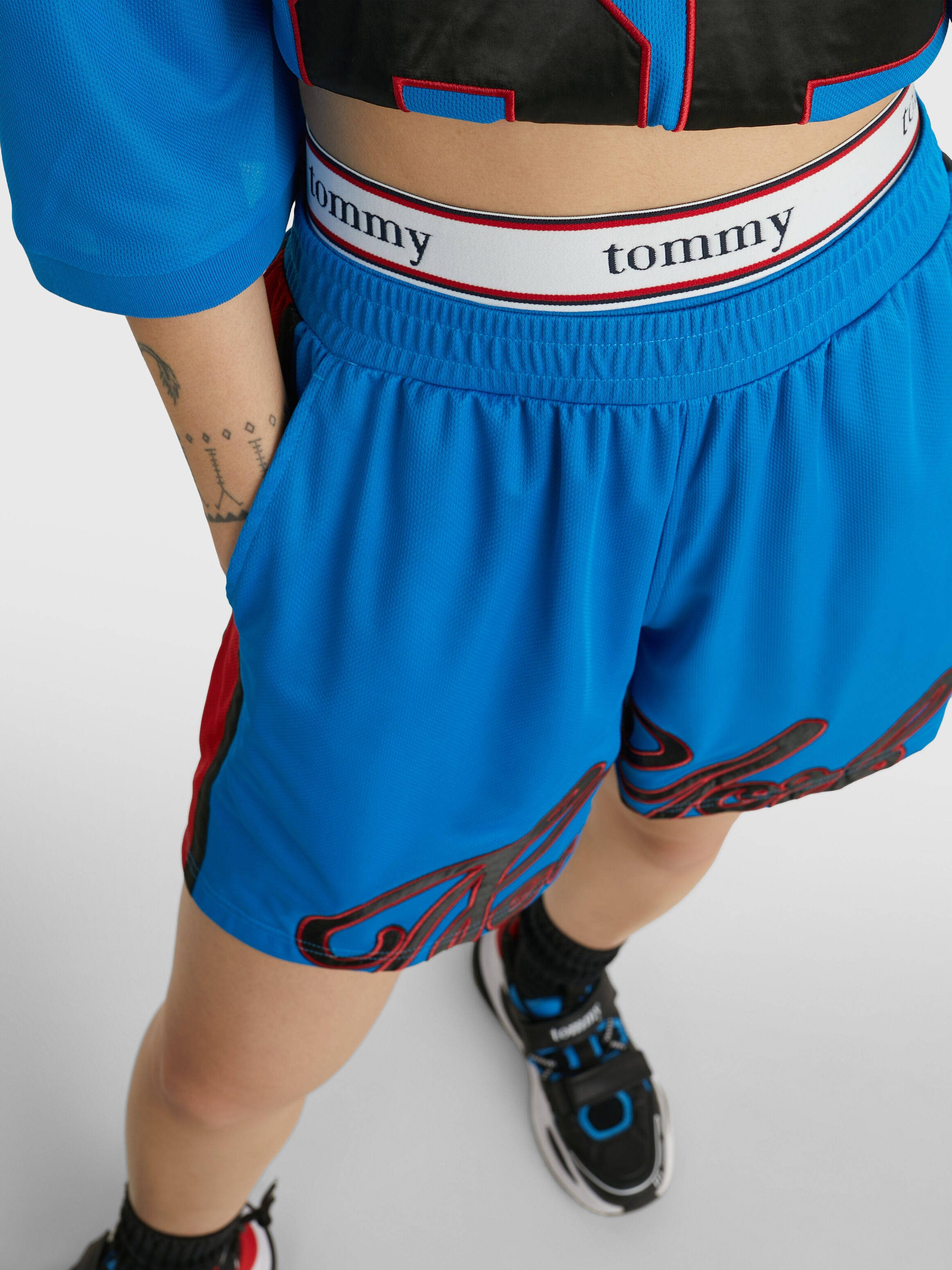 Double Waistband Dual Gender Basketball Shorts blue Tommy