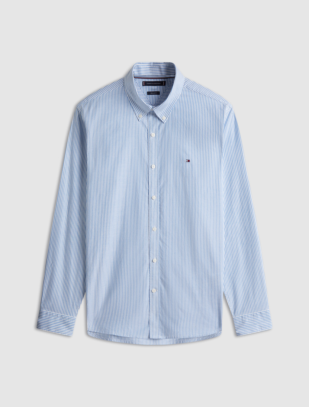 牛津條紋長袖襯衫, Shirt Blue / Stripes, hi-res