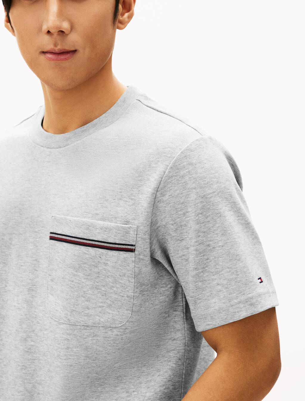 Cotton Pique Pocket T-Shirt, Light Grey Heather, hi-res