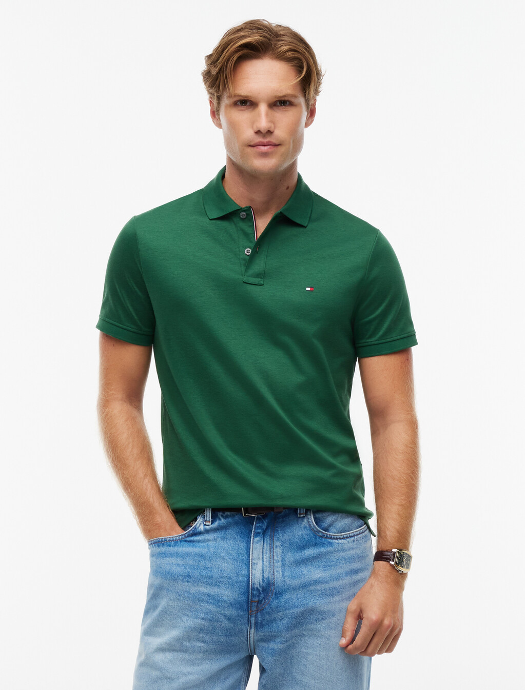Performance Regular Fit Jaquard Polo Shirt, Street Green, hi-res