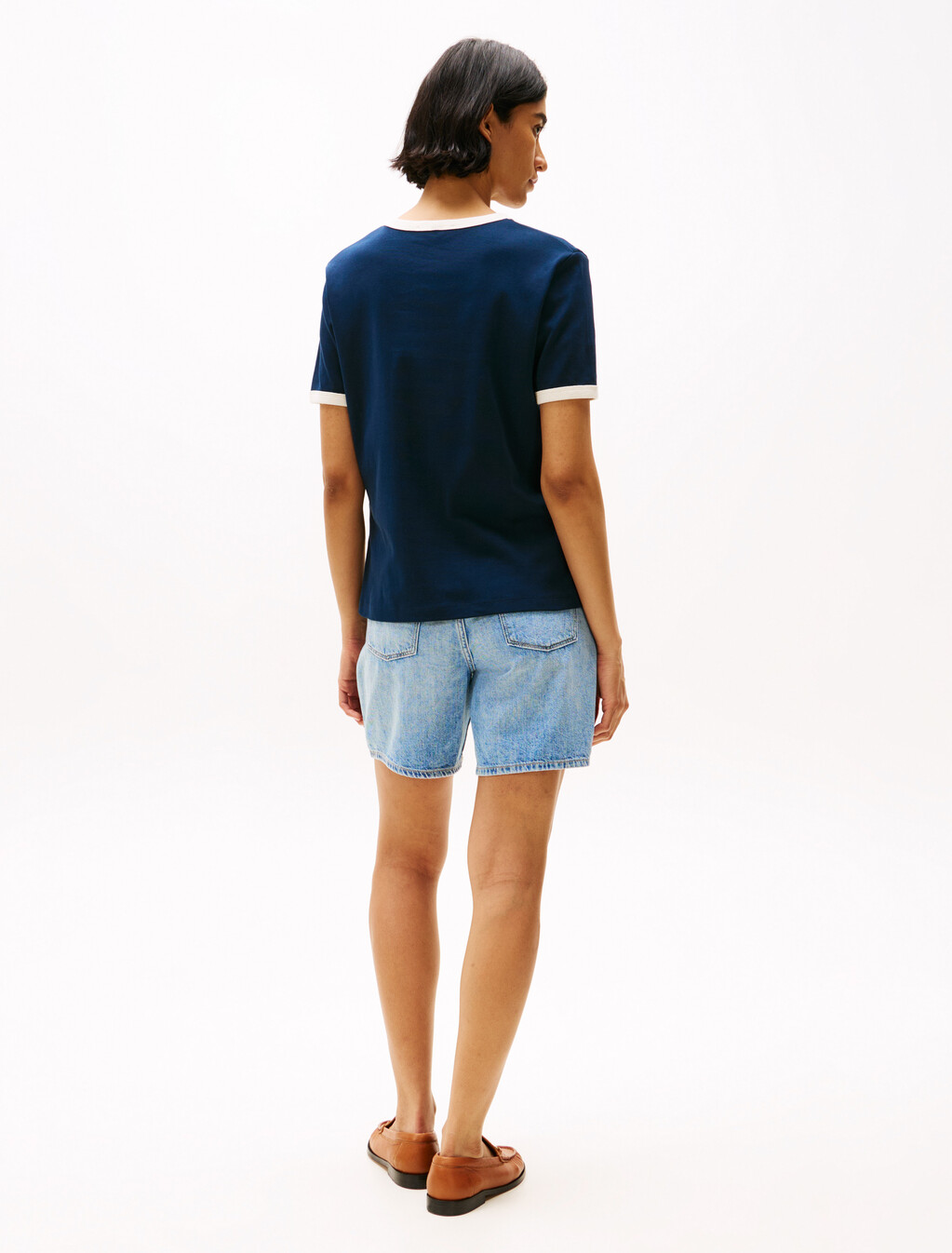 Logo Contrast Trim T-Shirt, Dark Night Navy, hi-res