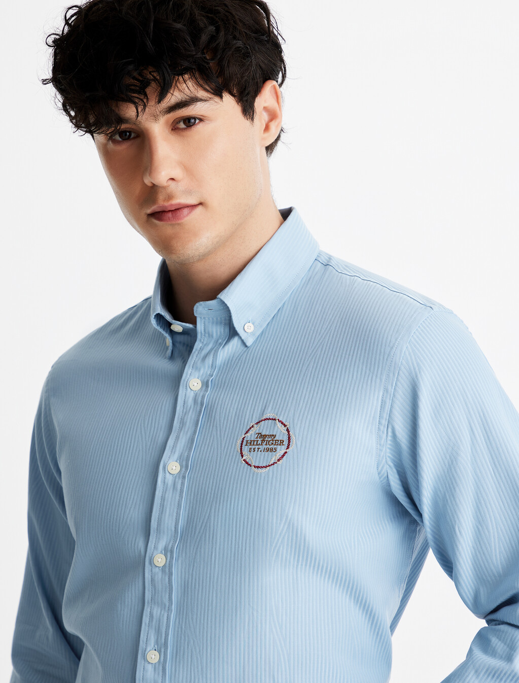 Jacquard Pattern Stripe Shirt, Vessel Blue, hi-res