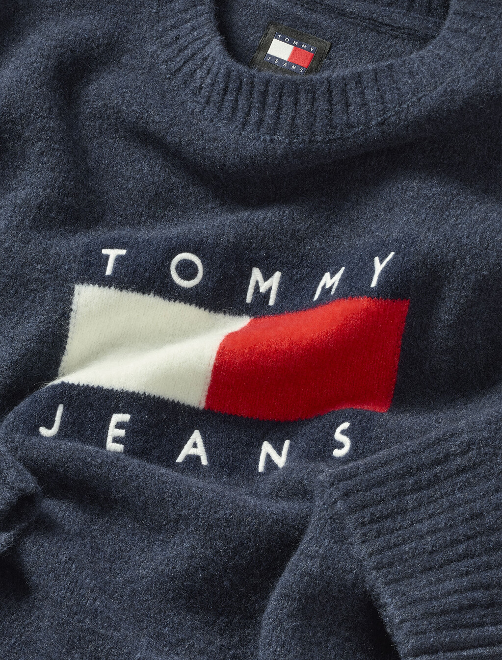 Mélange Relaxed Jumper with Wool, Dark Night Navy Melange, hi-res