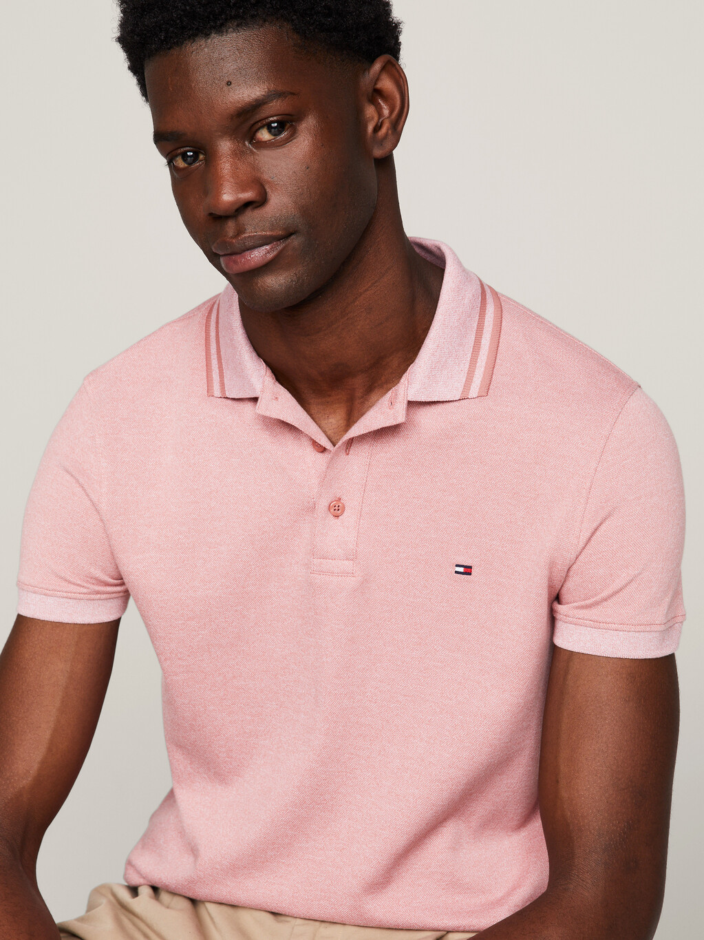 Tipped Collar Slim Fit Polo, Teaberry Blossom / White, hi-res