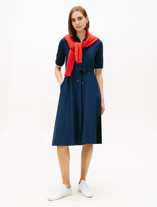 混合材質中長 Polo 連身裙