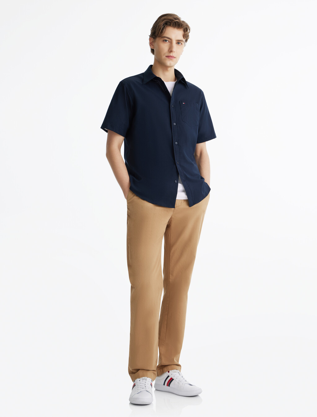 Embossed Hilfiger T-Shirt, Th Optic White, hi-res
