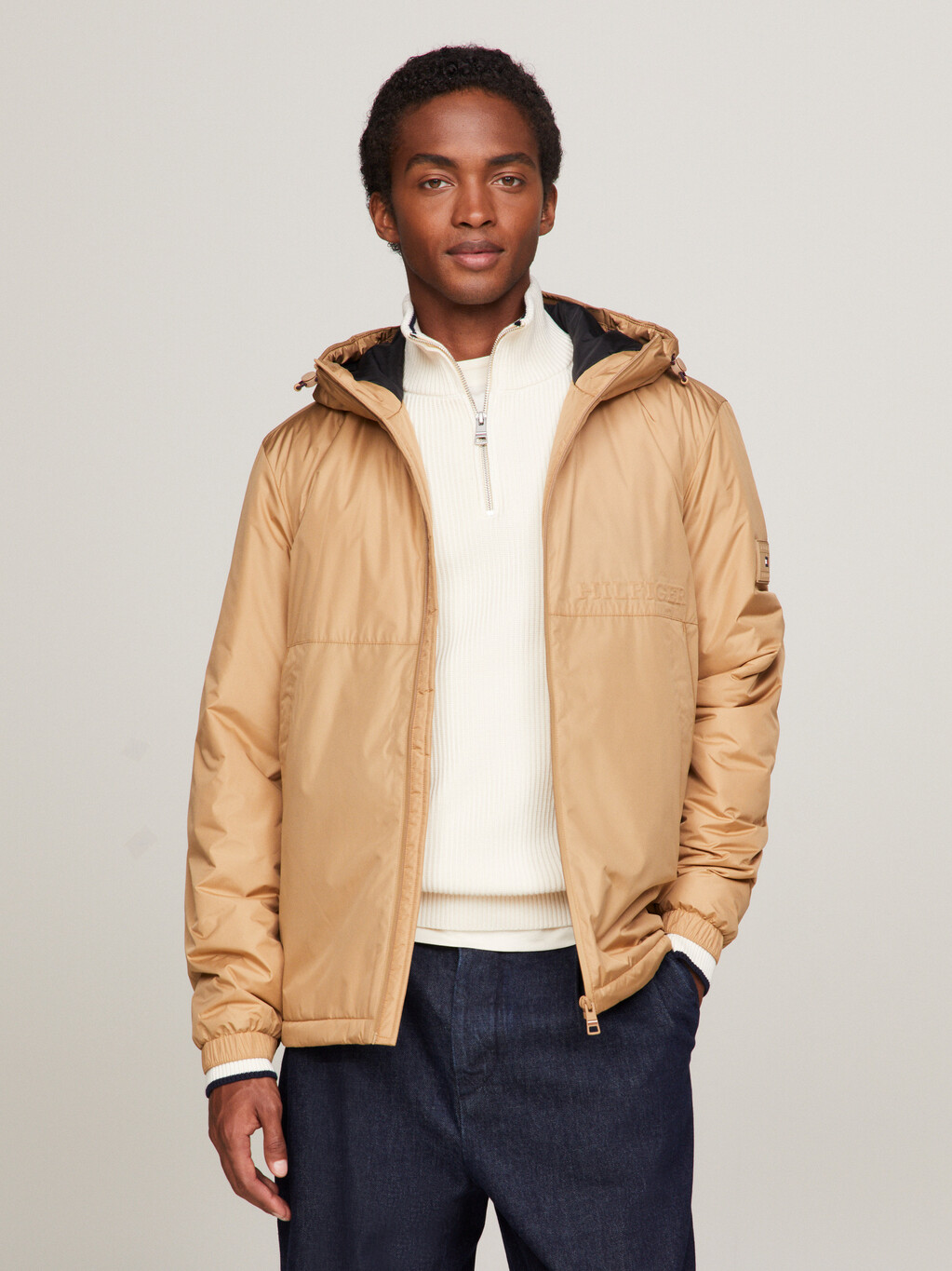 Logo Hooded Portland Jacket, Classic Khaki, hi-res