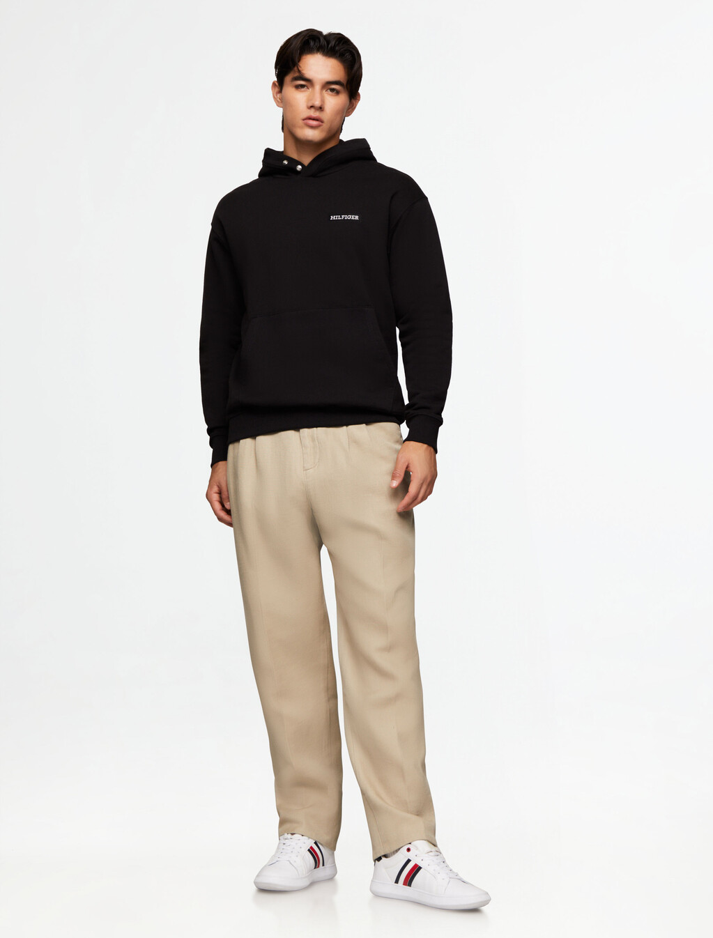 Twill Wide Leg Trousers, Sandalwood, hi-res