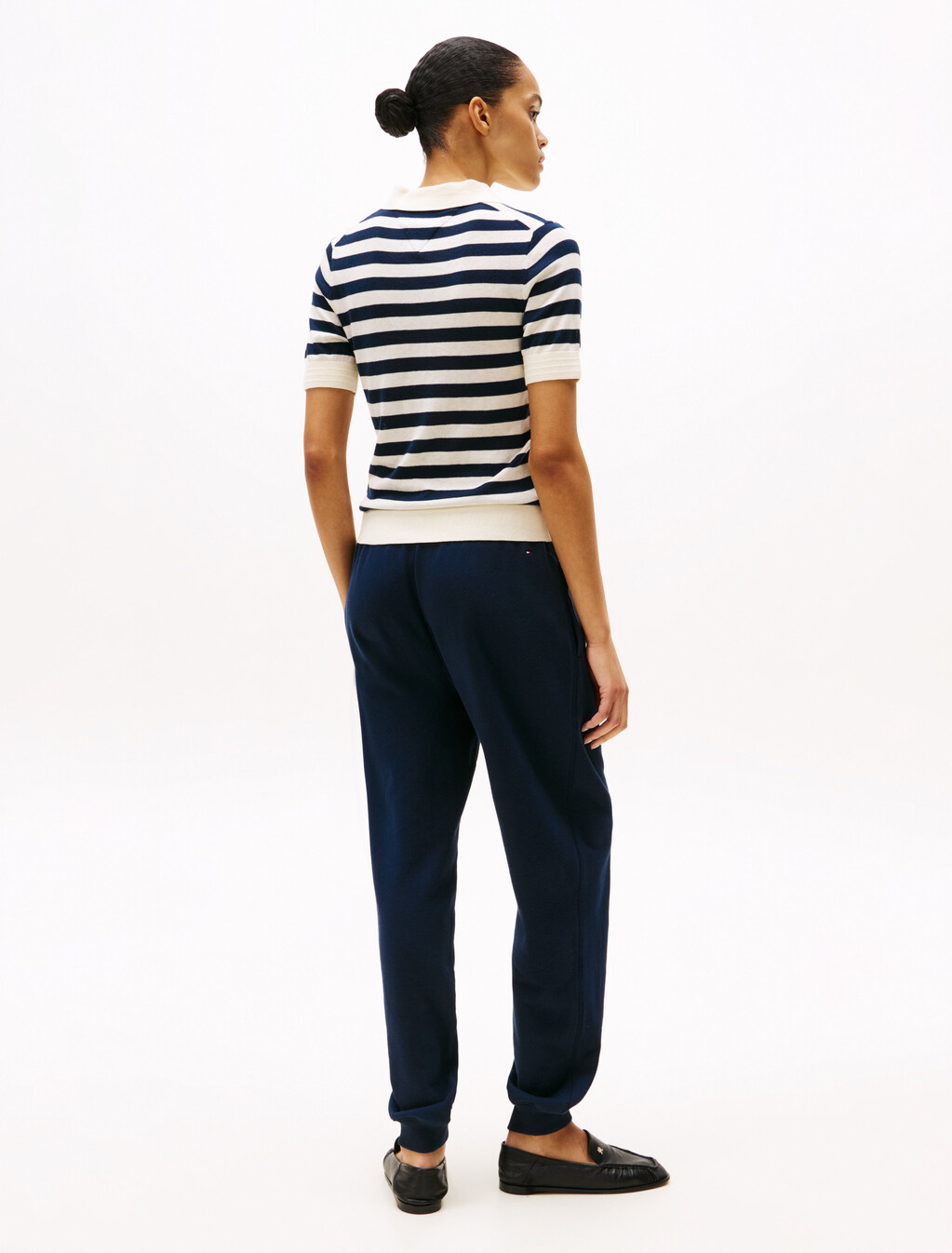 Short Sleeve Polo Collar Jumper, Calico/Dark Night Navy Stp, hi-res