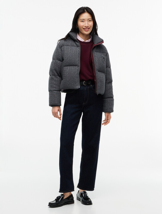 Wool Blend Cable Knit Down Jacket