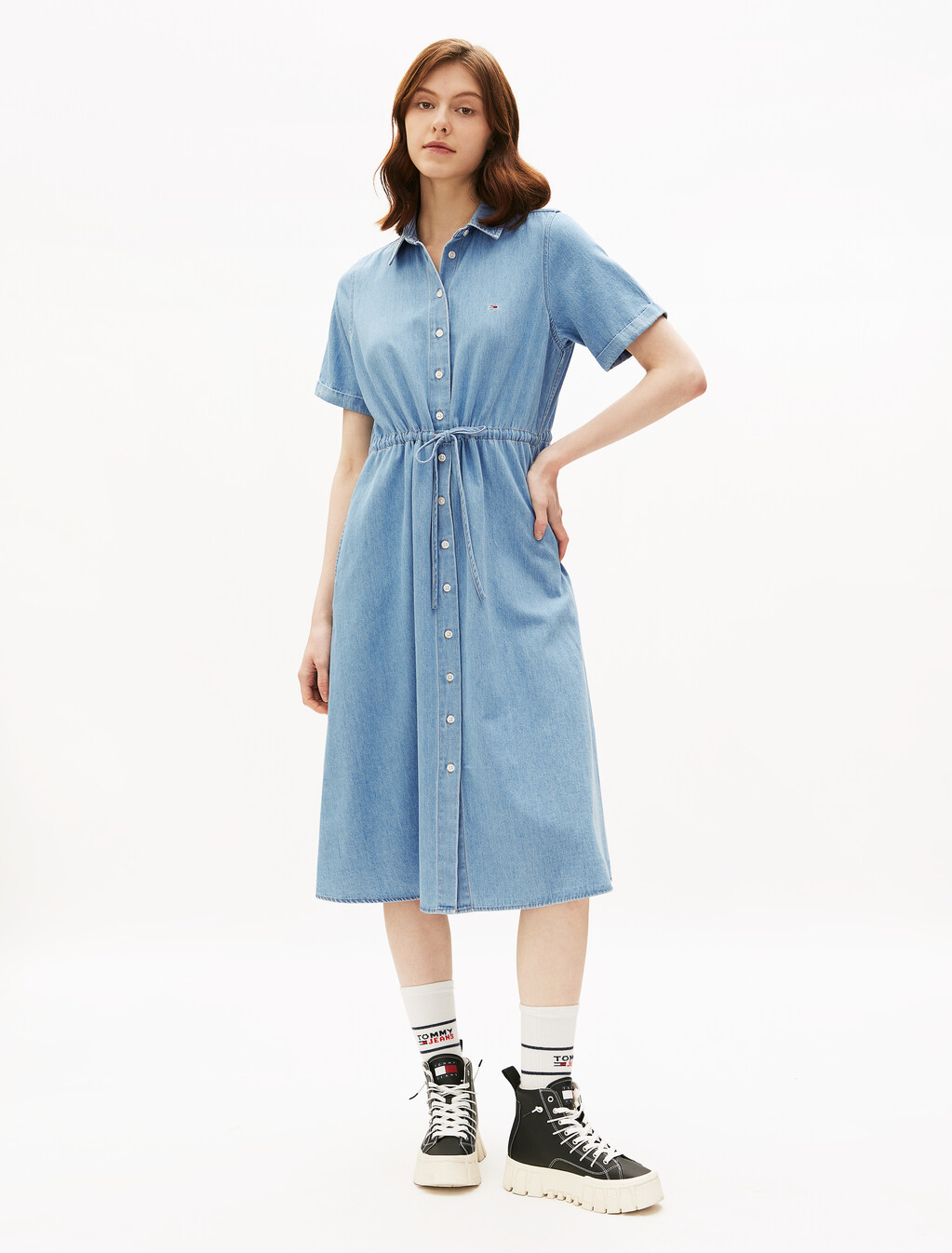 Light Denim Midi Dress, Denim Medium, hi-res