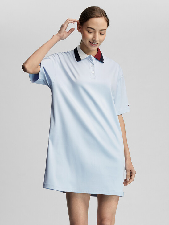 亞洲獨家經典條紋寬鬆 Polo 連身裙