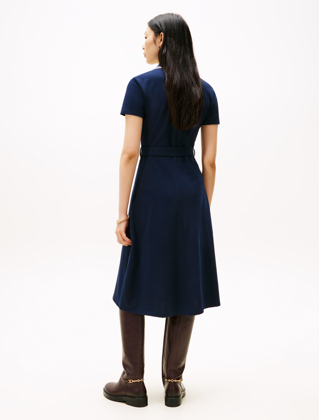 Asia Fit Midi Fit & Flare Polo Dress, Dark Night Navy, hi-res