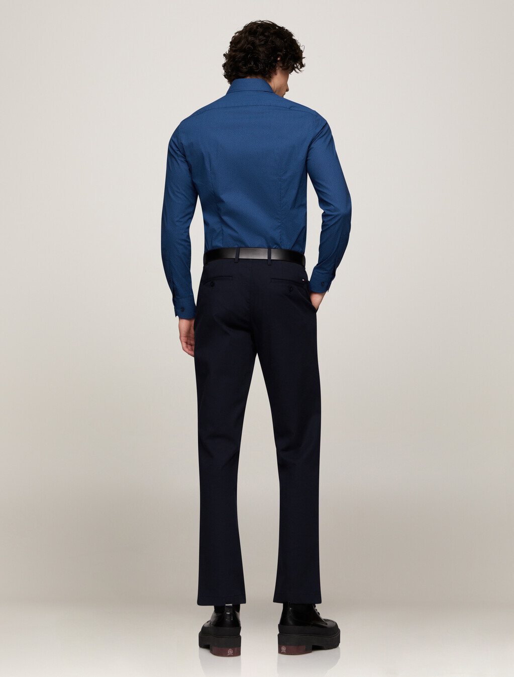 Stretch Micro Print Slim Shirt, Dark Navy / Multi, hi-res