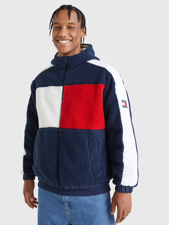 REVERSIBLE COLOR-BLOCKED RELAXED SHERPA JACKET