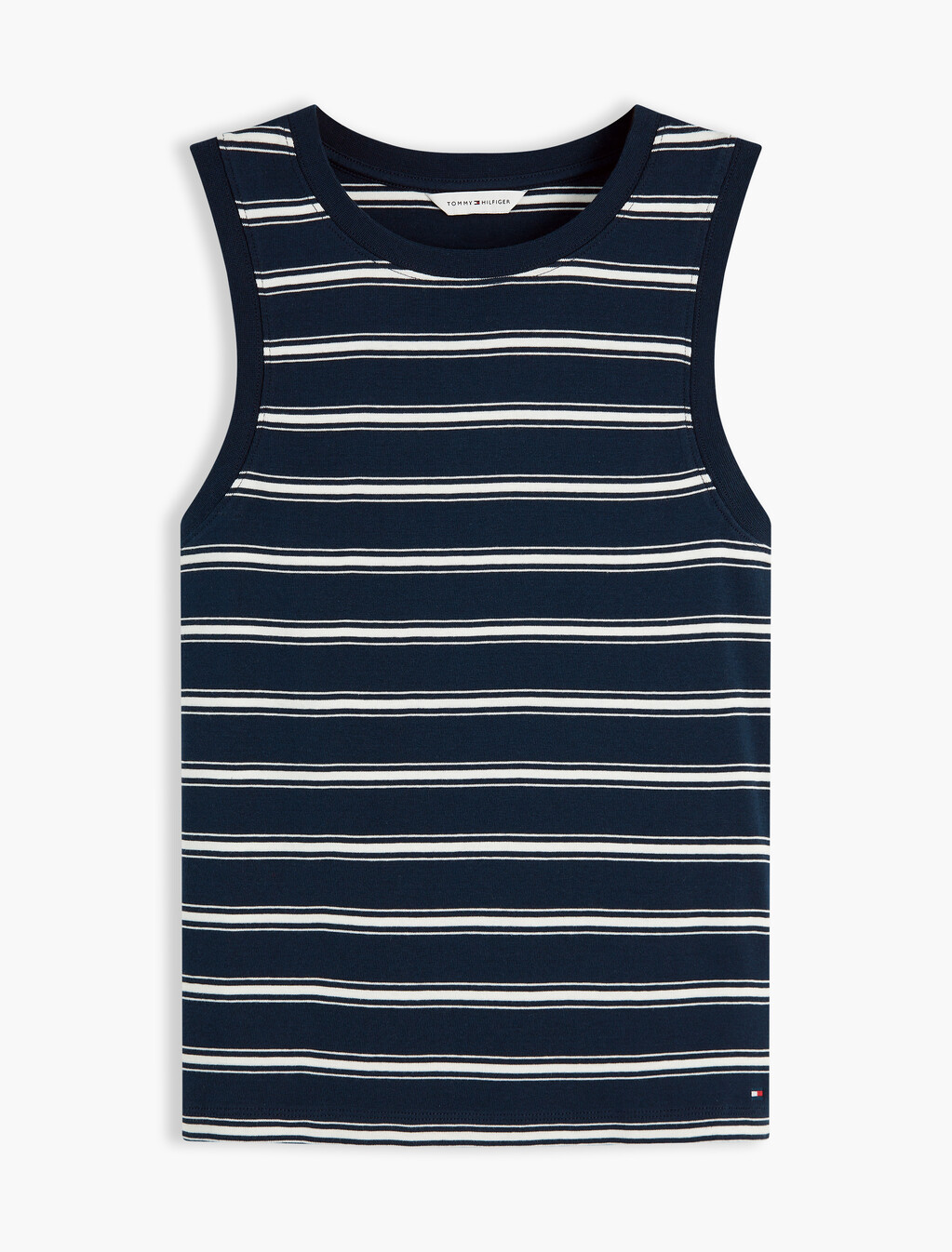 Stripe Slim Crew Neck Tank Top, Multi Stp Dark Night Navy / Ecru, hi-res