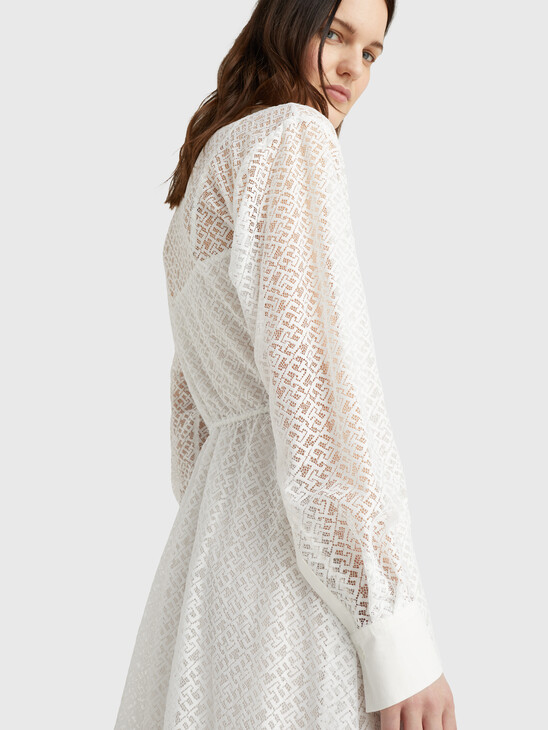 Lace Midi Shirt Dress