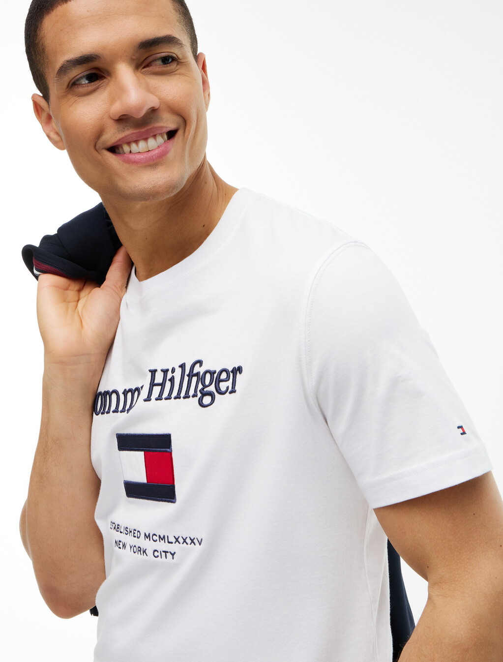 Logo Embroidery Jersey T-Shirt, White, hi-res