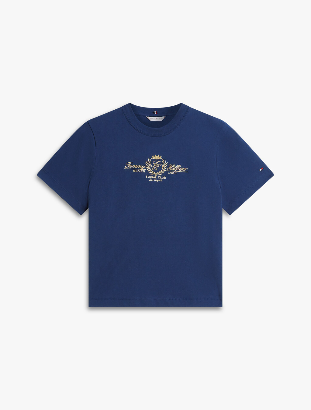 Lurex Varsity Regular Short Sleeve T-Shirt, Dark Night Navy, hi-res