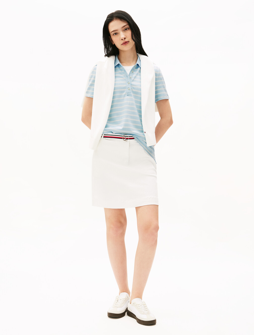 Stripe Short Sleeve Slim Polo, Keepsake Blue Multi, hi-res