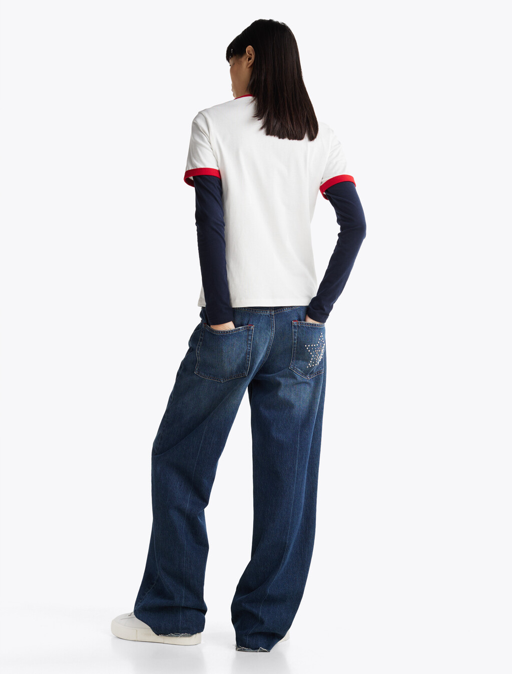 Contrast Logo Relaxed T-Shirt, Ecru, hi-res