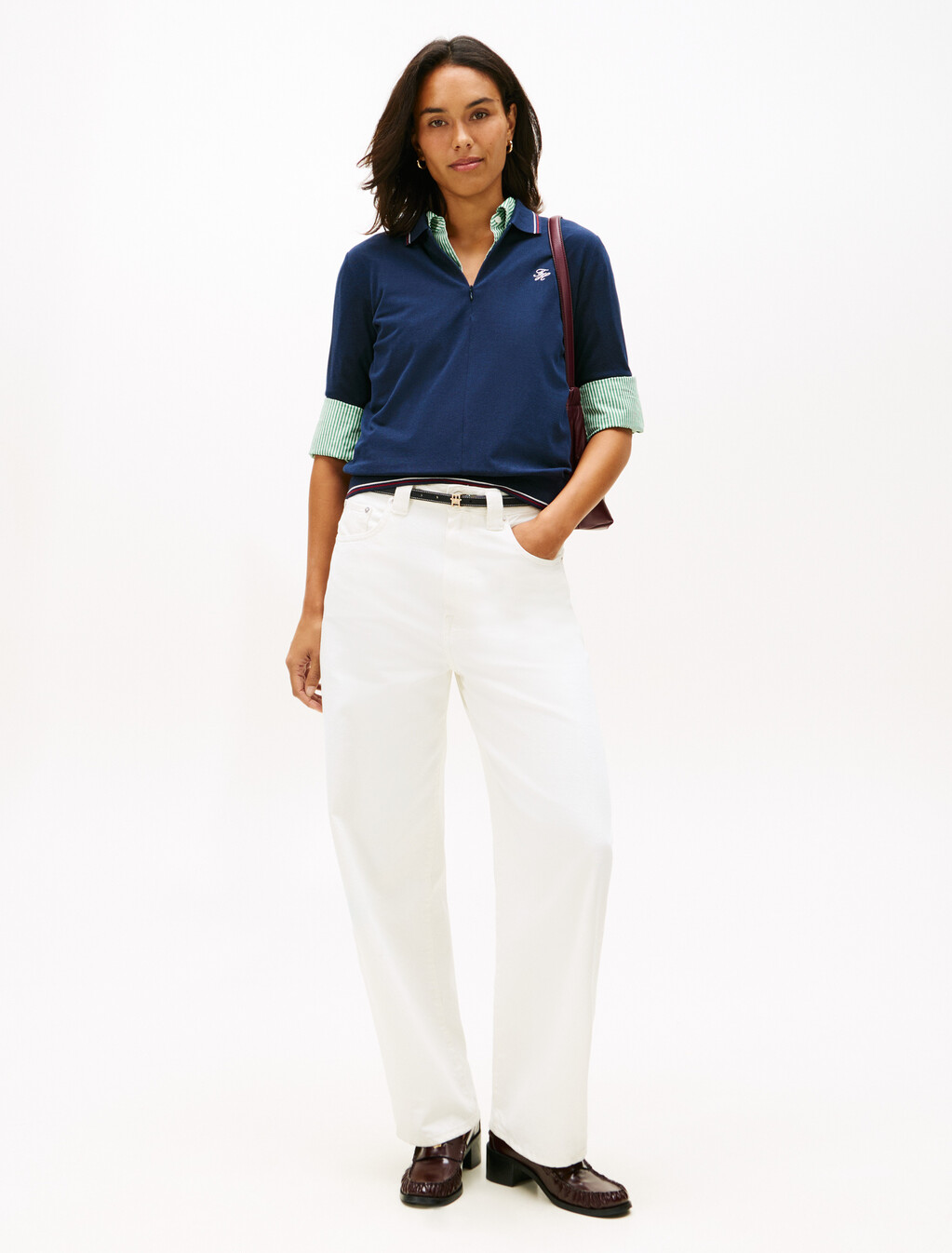 標準版型珠地拉鍊Polo 衫, Dark Night Navy, hi-res