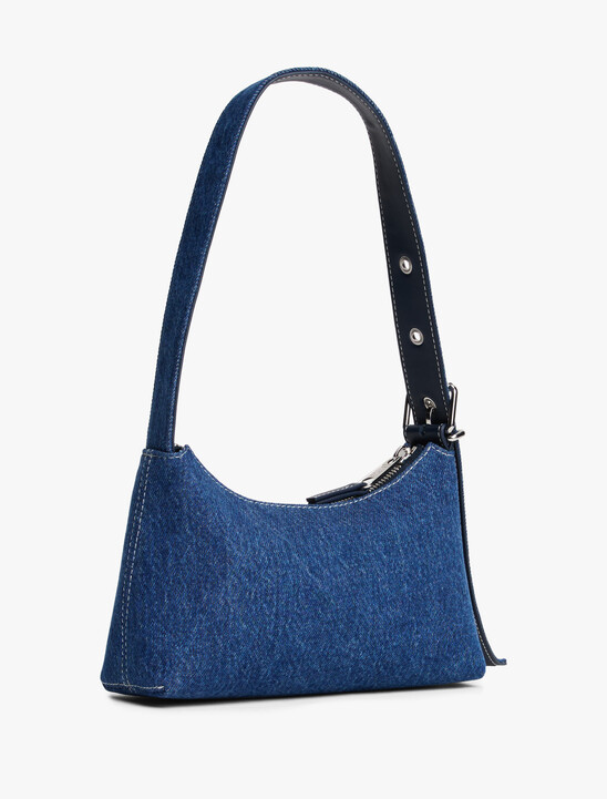 Logo Plaque Denim Shoulder Bag