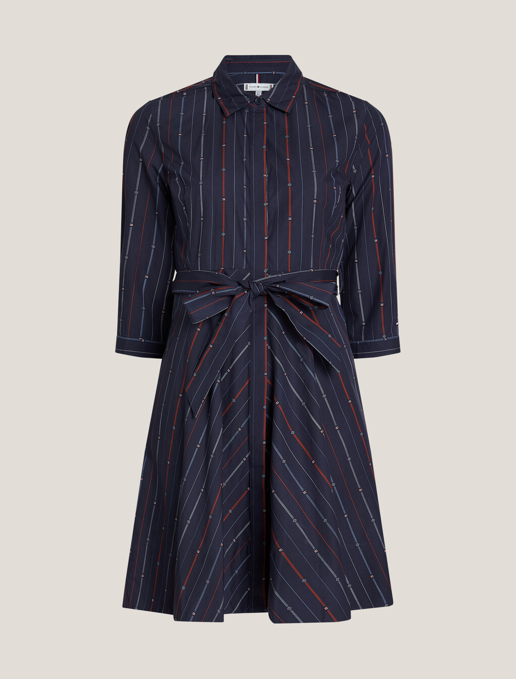 Cotton Half Sleeve Shirt Dress, Foulard Flag Stp/ Multi/ Desert Sky, hi-res
