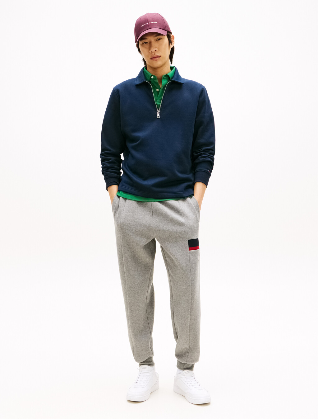 Stripe Insert Cotton Pique Sweatpant, Medium Grey Heather, hi-res