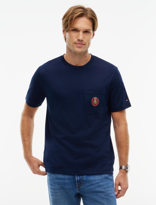Crest Pocket Fluid Cotton T-Shirt