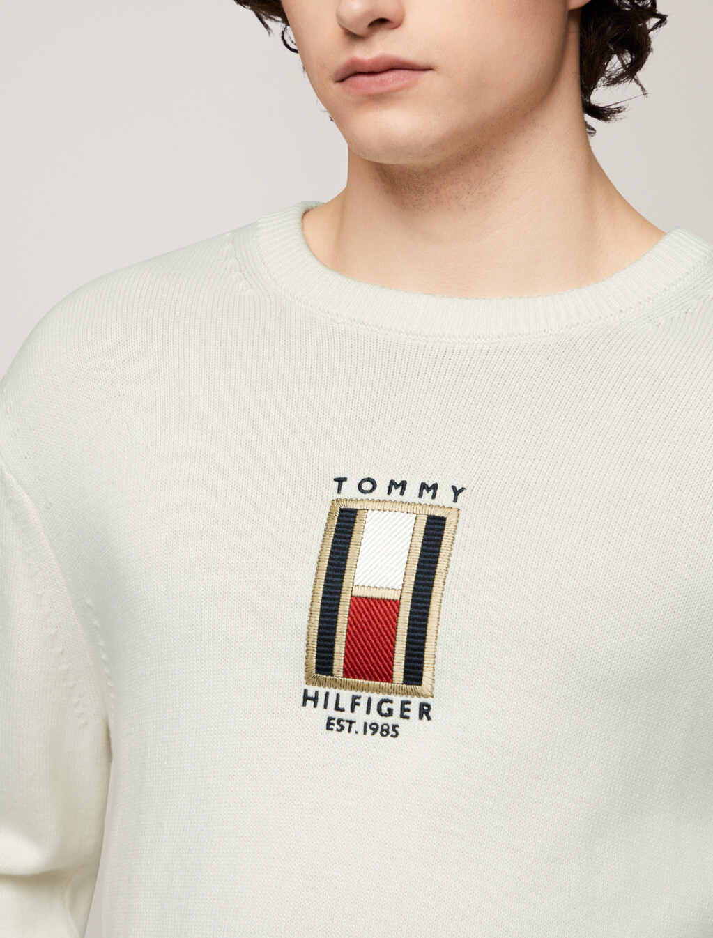 Tommy Flag Graphic Sweater, Ivory, hi-res